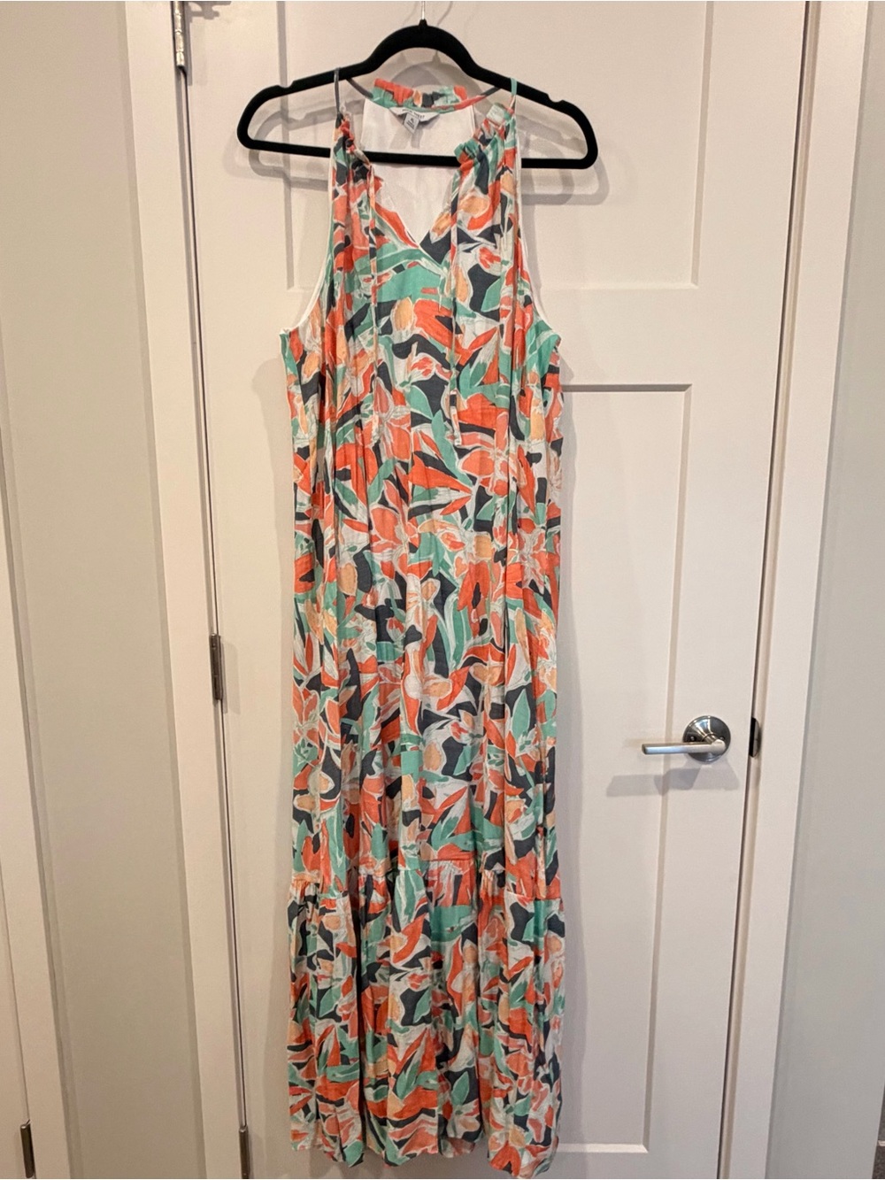Nine West Coral, Mint & White Floral Maxi Dress